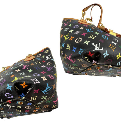 angoli  Borsa Louis Vuitton Annie in canvas Monogram Multicolore nera, iconico modello realizzato in collaborazione con Takashi Murakami, di lusso, originale. 