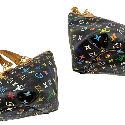angoli  Borsa Louis Vuitton Annie in canvas Monogram Multicolore nera, iconico modello realizzato in collaborazione con Takashi Murakami, di lusso, originale.
