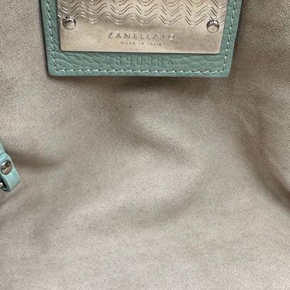 interno Postina M Zanellato color tiffany munita di una tracolla amovibile e regolabile e un manico singolo, morbida e capiente, di lusso, originale, ottime condizioni, usata 