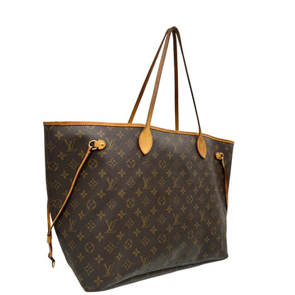 lato  Louis Vuitton Neverfull nella versione GM in canvas monogram. Indossabile a spalla, di lusso, originale, ottime condizioni.