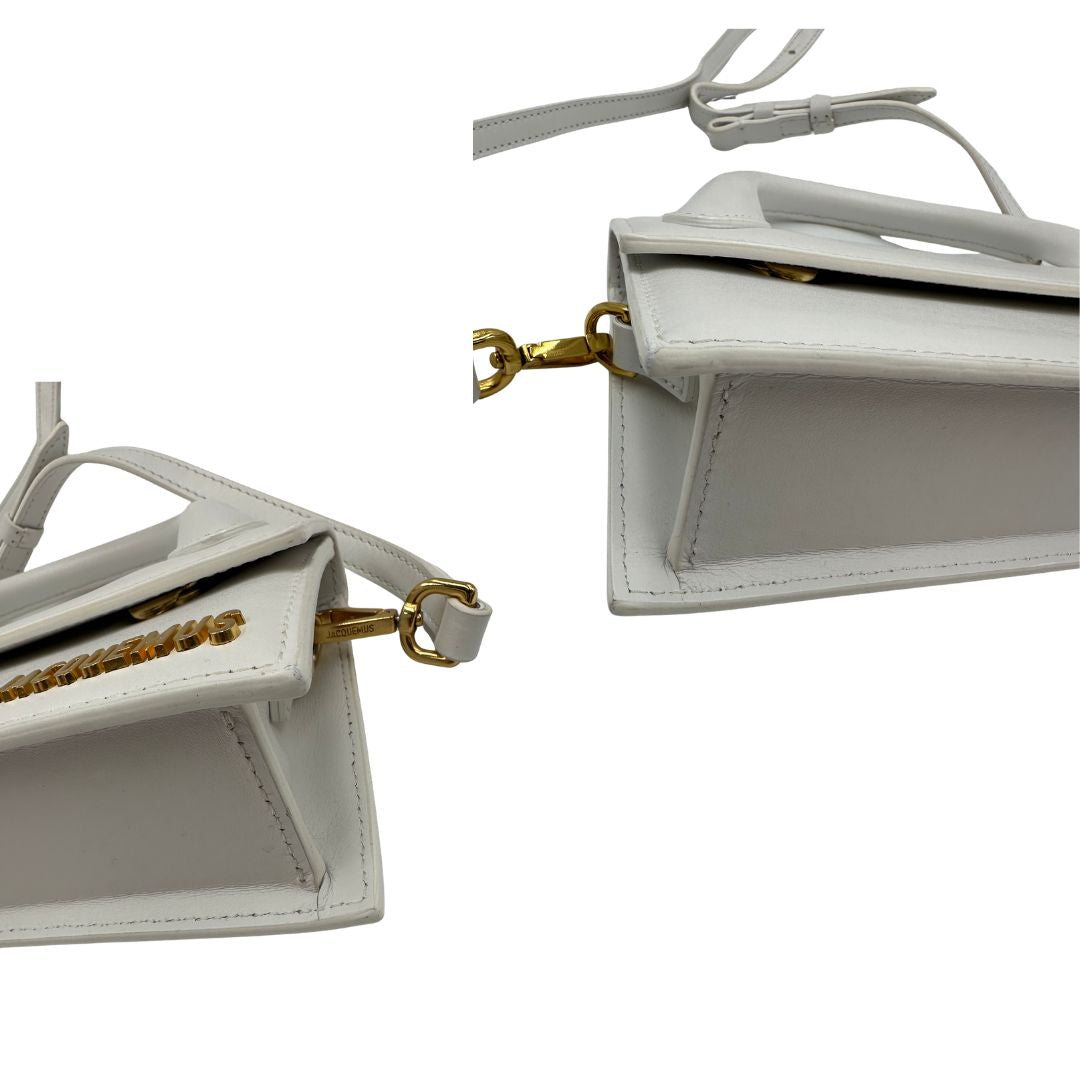 angoli Borsa Jacquemus Le Chiquito color bianco gesso nella versione Long. , di lusso, originale, ottime condizioni.