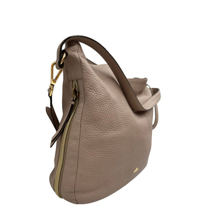 Borsa Hogan in pelle martellata color rosa cipria e hardware dorato, di lusso, originale, ottime condizioni, usata.