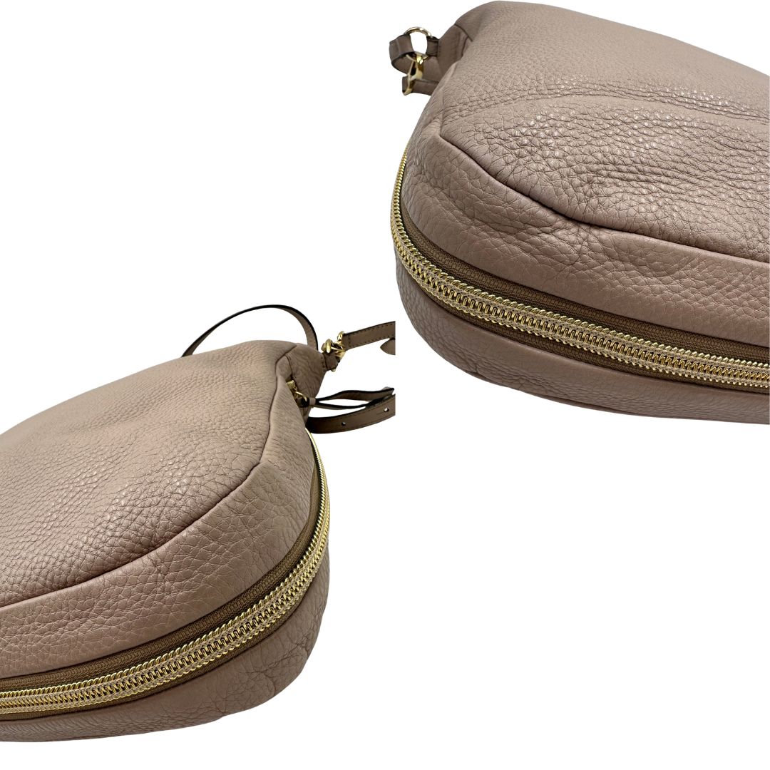 Borsa Hogan in pelle martellata color rosa cipria e hardware dorato, di lusso, originale, ottime condizioni, usata.
