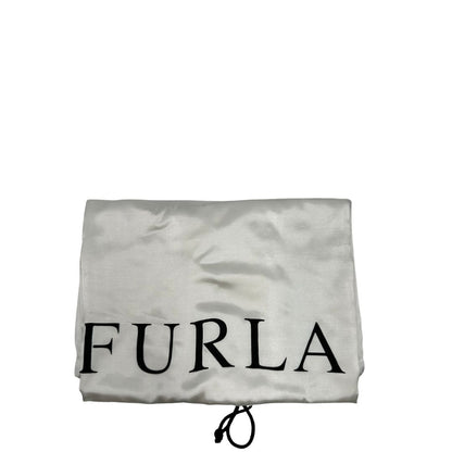 dustbag Borsa Furla in pelle nera con logo sul front; munita di doppi manici stondati e doppi manici per poterla portare comodamente a spalla, di lusso, originale, eccellenti condizioni.