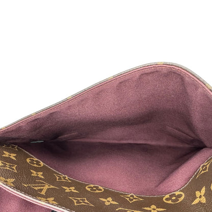 interno  Borsa a tracolla LV in canvas marrone monogram e hardware dorato, munita di una tracolla regolabile in tessuto, di lusso, originale 