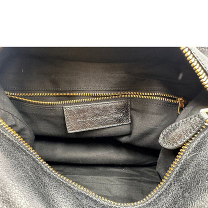 Borsa Balenciaga in pelle Arena nera con hardware dorato e doppi manici stondati, di lusso, originale, ottime condizioni, usata.