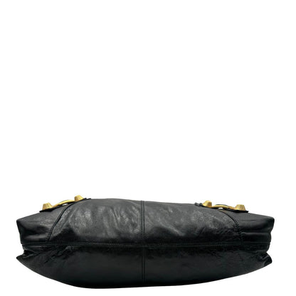 Borsa Balenciaga in pelle Arena nera con hardware dorato e doppi manici stondati, di lusso, originale, ottime condizioni, usata.