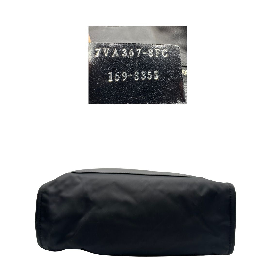 Borsa Fendi Monster in nylon e pelle nera con iconico motivo Monster