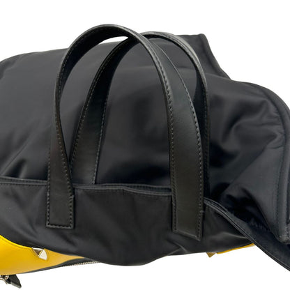 Borsa Fendi Monster in nylon e pelle nera con iconico motivo Monster