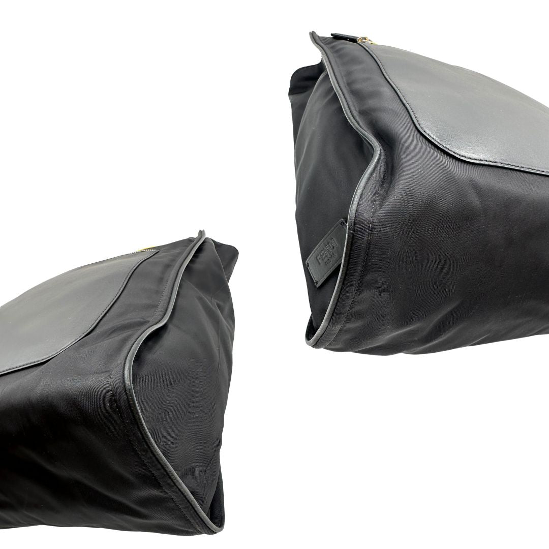 Borsa Fendi Monster in nylon e pelle nera con iconico motivo Monster