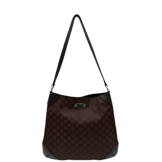 front Borsa Gucci in tessuto GG marrone con finiture in pelle tono su tono, di lusso, originale, ottime condizioni 