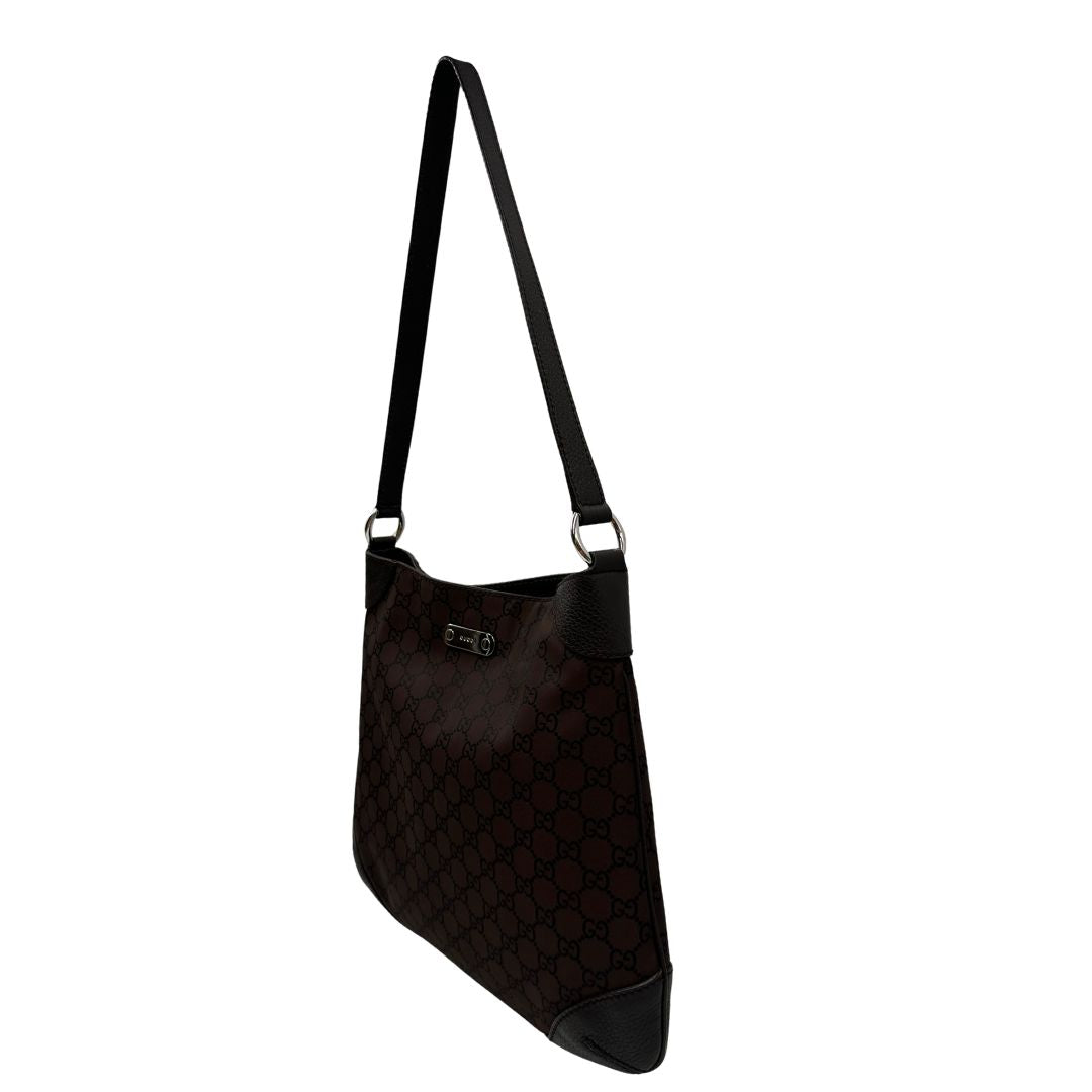 Borsa Gucci in tessuto GG marrone con finiture in pelle tono su tono, di lusso, originale, ottime condizioni