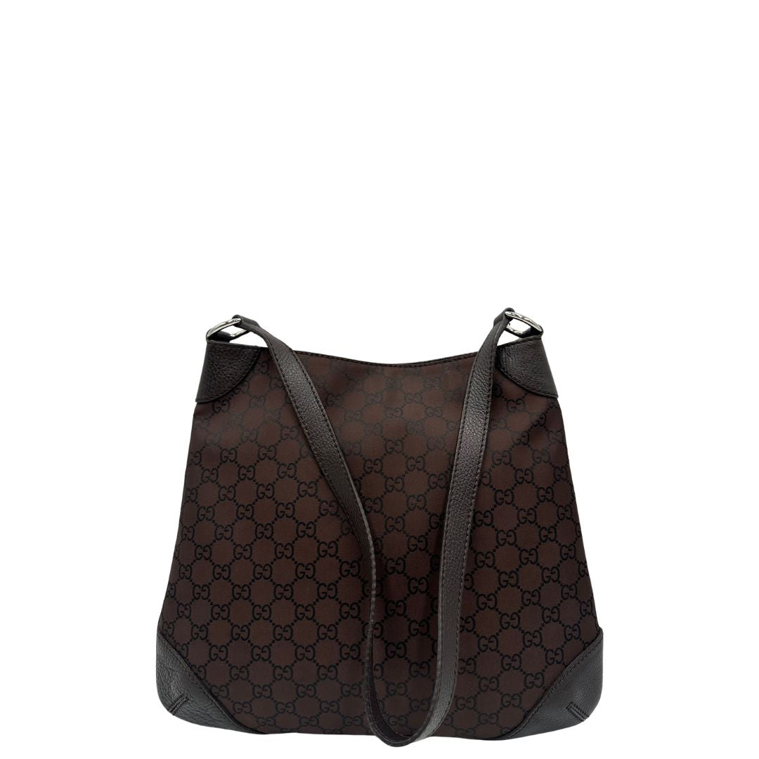 retro Borsa Gucci in tessuto GG marrone con finiture in pelle tono su tono, di lusso, originale, ottime condizioni 
