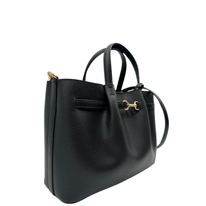 lato Tote Carson M.K. in pelle nera e hardware dorato, di lusso, originale, ottime condizioni, usata. 