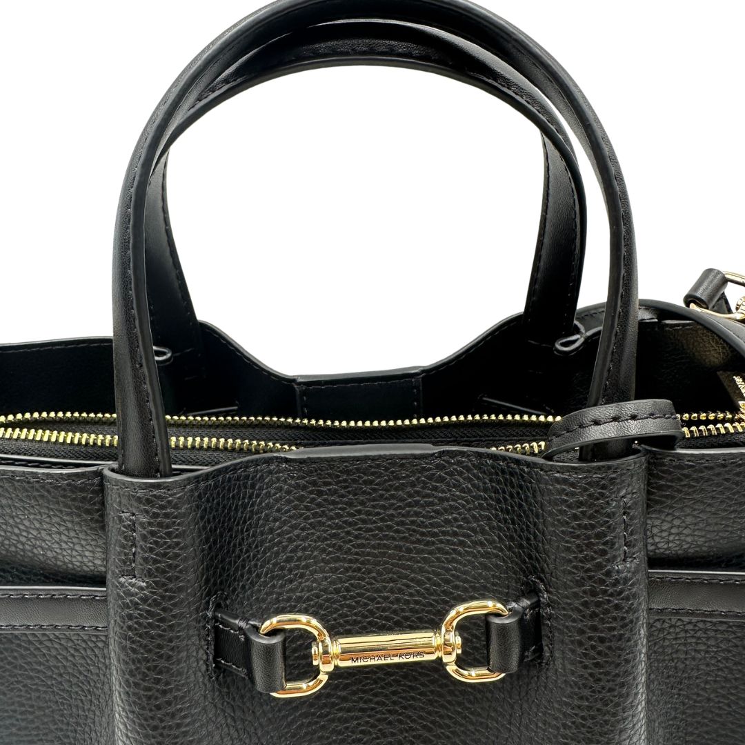 manici Tote Carson M.K. in pelle nera e hardware dorato, di lusso, originale, ottime condizioni, usata. 