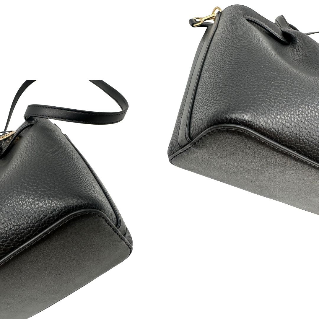 angoli Tote Carson M.K. in pelle nera e hardware dorato, di lusso, originale, ottime condizioni, usata. 