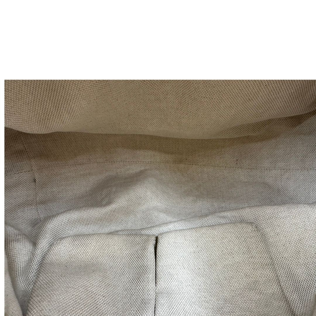 interno Borsa Gucci in tessuto blu denim e finiture in pelle a contrasto marrone; indossabile a spalla 