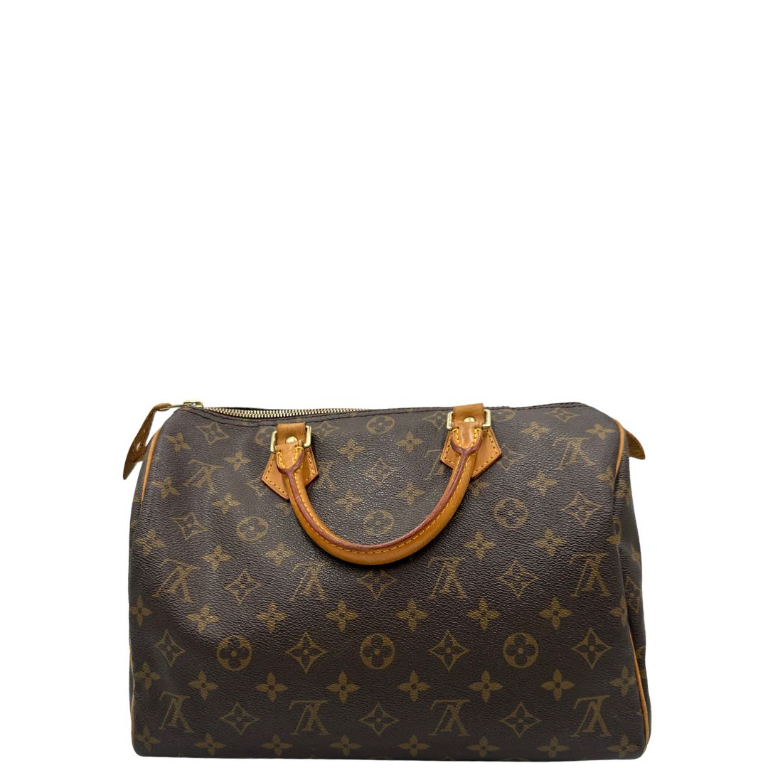 retro del Bauletto Speedy 30 LV in canvas marrone monogram, di lusso, originale, ottime condizioni, usata. 