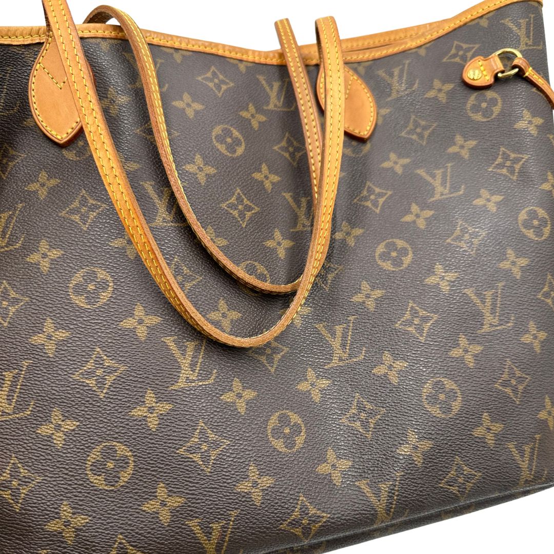manici Louis Vuitton Neverfull nella versione MM in canvas monogram, di lusso, originale, ottime condizioni. 
