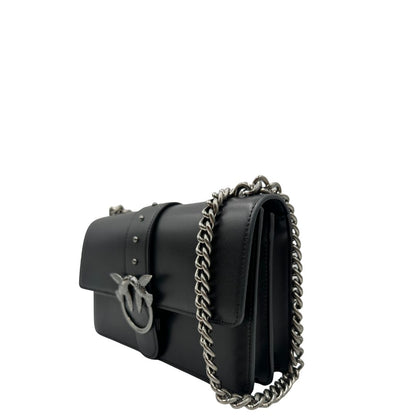 lato Borsa Pinko in pelle nera e hardware argentato, di lusso, originale, ottime condizioni. 