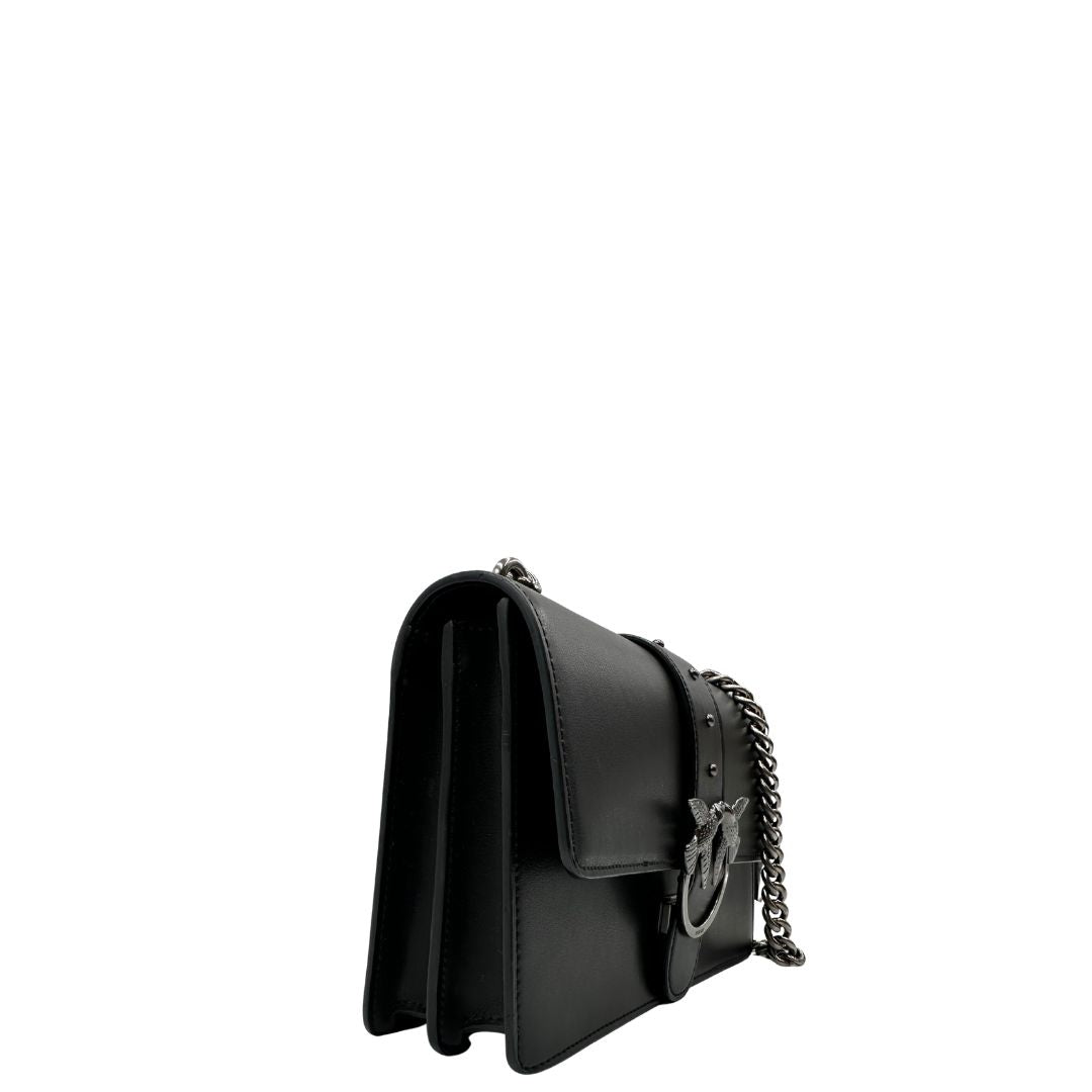 lato Borsa Pinko in pelle nera e hardware argentato, di lusso, originale, ottime condizioni. 
