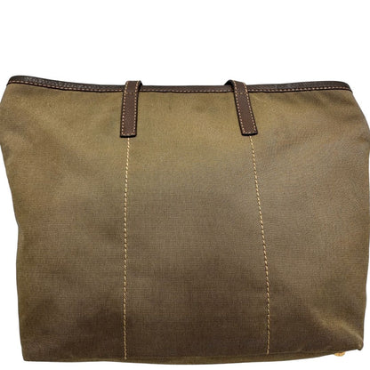  Borsa Prada in tessuto Jacquard munita di doppi manici in pelle marrone, di lusso, originale, ottime condizioni, usata.