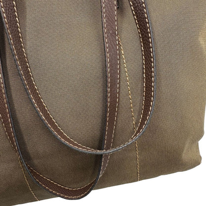  Borsa Prada in tessuto Jacquard munita di doppi manici in pelle marrone, di lusso, originale, ottime condizioni, usata.