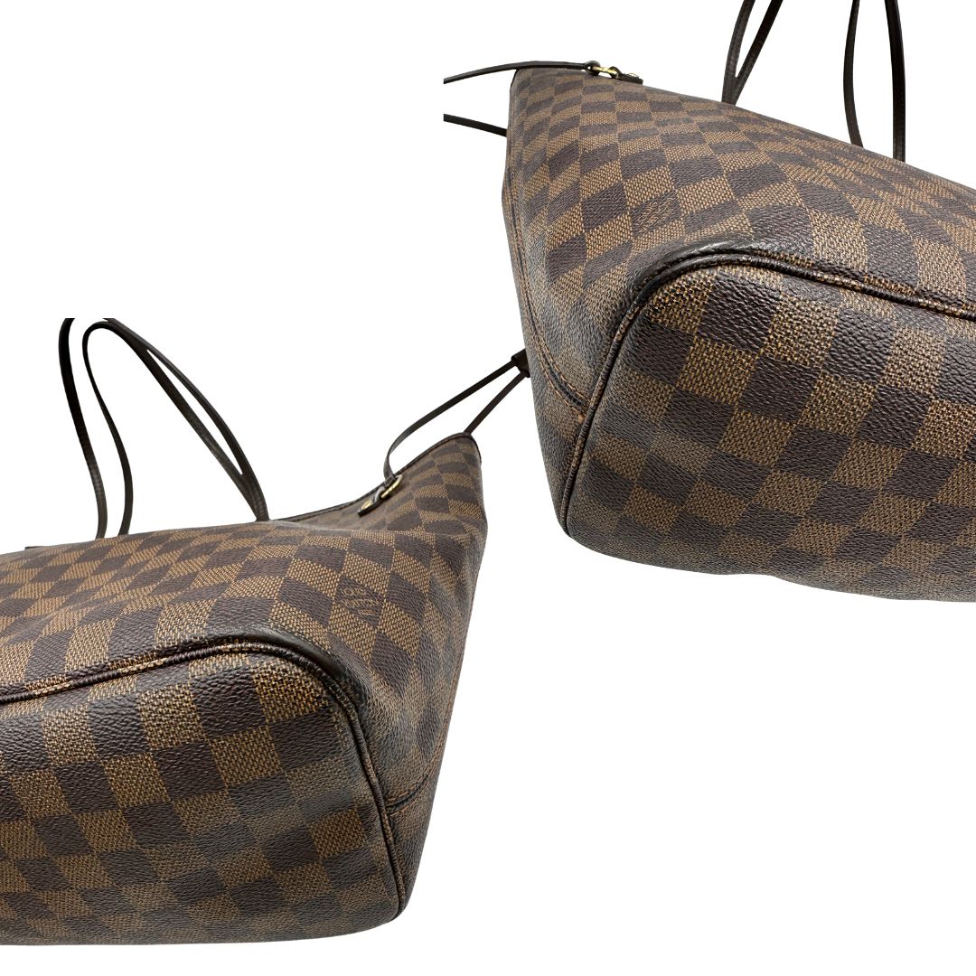 Borsa Louis Vuitton in canvas Damier Ébène con finiture in pelle marrone e dettagli hardware dorati
