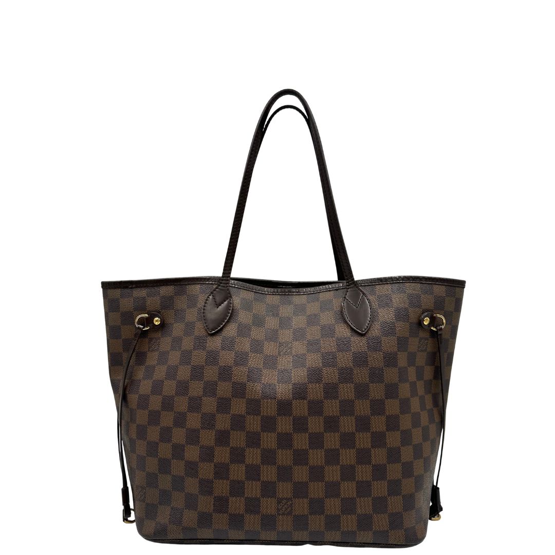  Borsa Louis Vuitton in canvas Damier Ébène con finiture in pelle marrone e dettagli hardware dorati