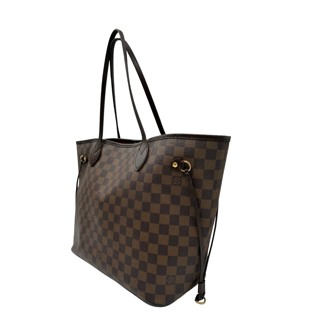  Borsa Louis Vuitton in canvas Damier Ébène con finiture in pelle marrone e dettagli hardware dorati