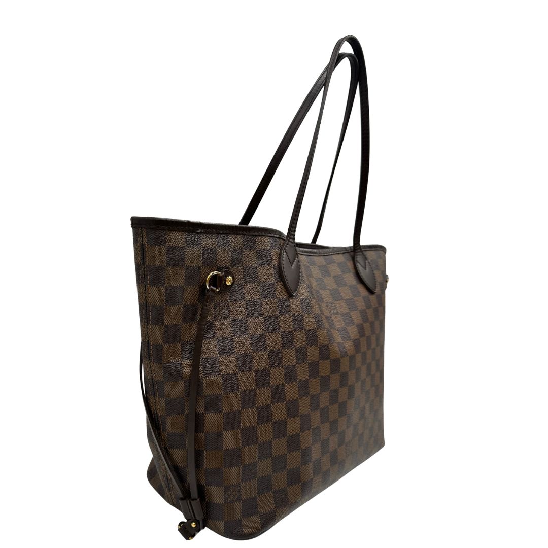  Borsa Louis Vuitton in canvas Damier Ébène con finiture in pelle marrone e dettagli hardware dorati