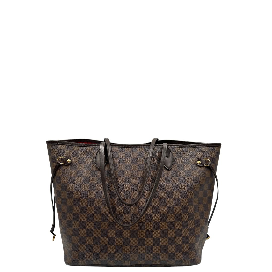  Borsa Louis Vuitton in canvas Damier Ébène con finiture in pelle marrone e dettagli hardware dorati
