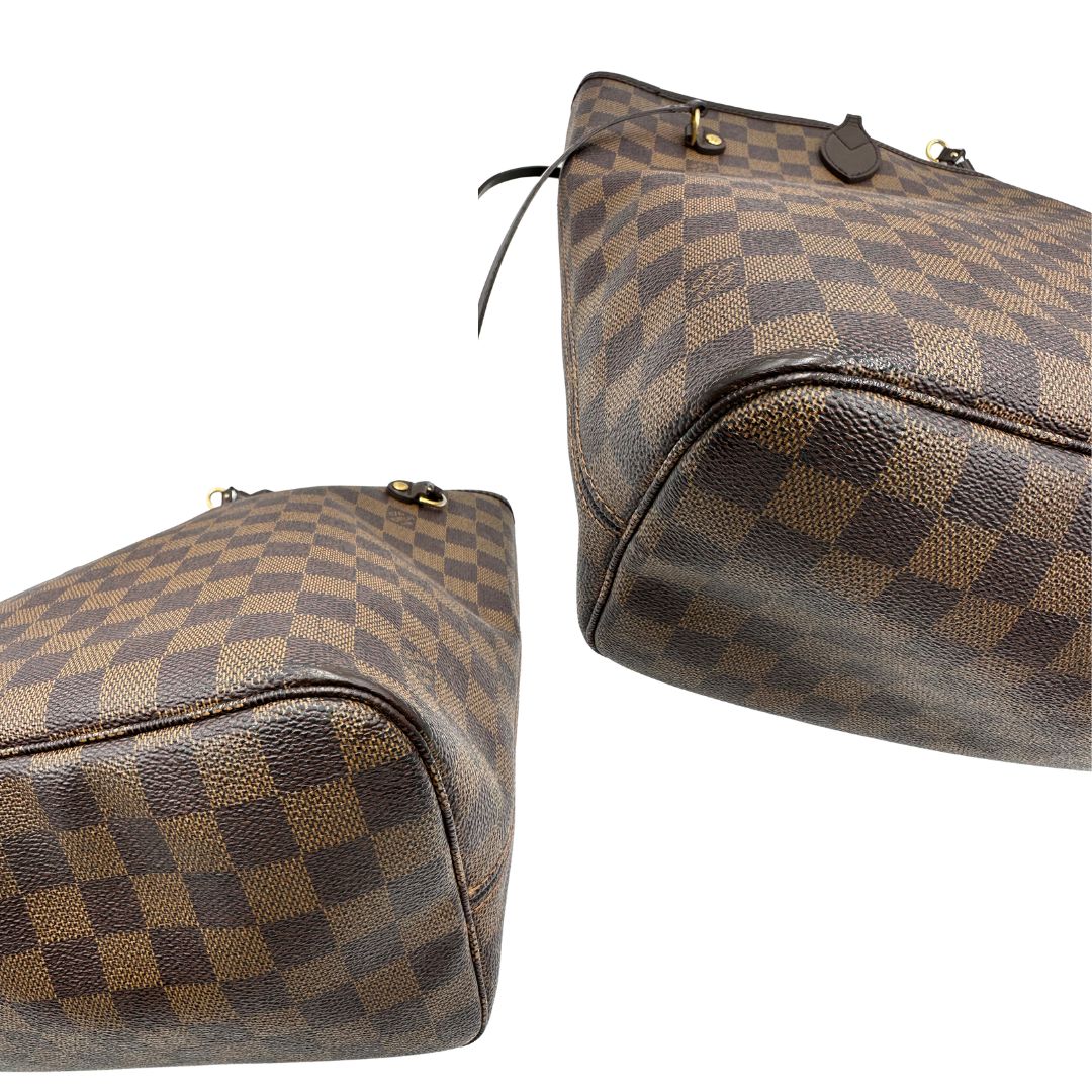  Borsa Louis Vuitton in canvas Damier Ébène con finiture in pelle marrone e dettagli hardware dorati