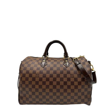 front  Bauletto Speedy 35 LV Bandoulière in canvas Damier Ébène marrone, di lusso, originale, ottime condizioni, usato. 