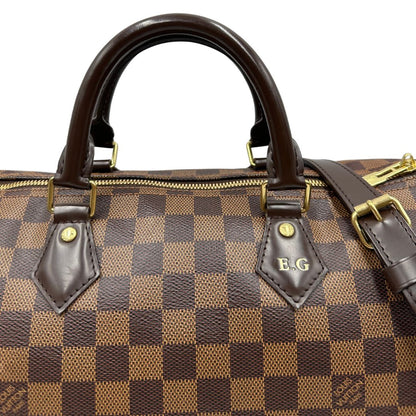 manici  Bauletto Speedy 35 LV Bandoulière in canvas Damier Ébène marrone, di lusso, originale, ottime condizioni, usato. 