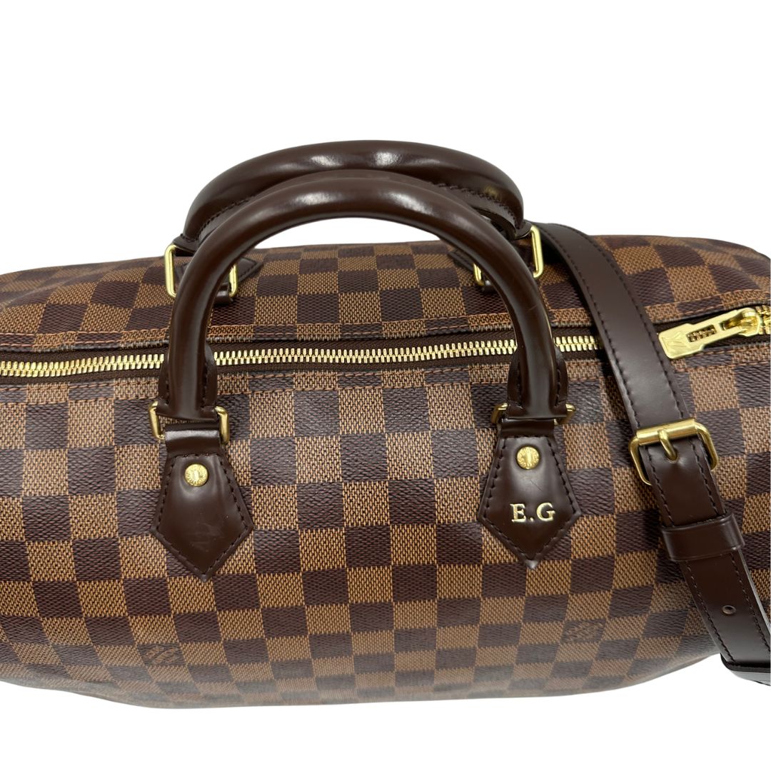 mkanici v  Bauletto Speedy 35 LV Bandoulière in canvas Damier Ébène marrone, di lusso, originale, ottime condizioni, usato.