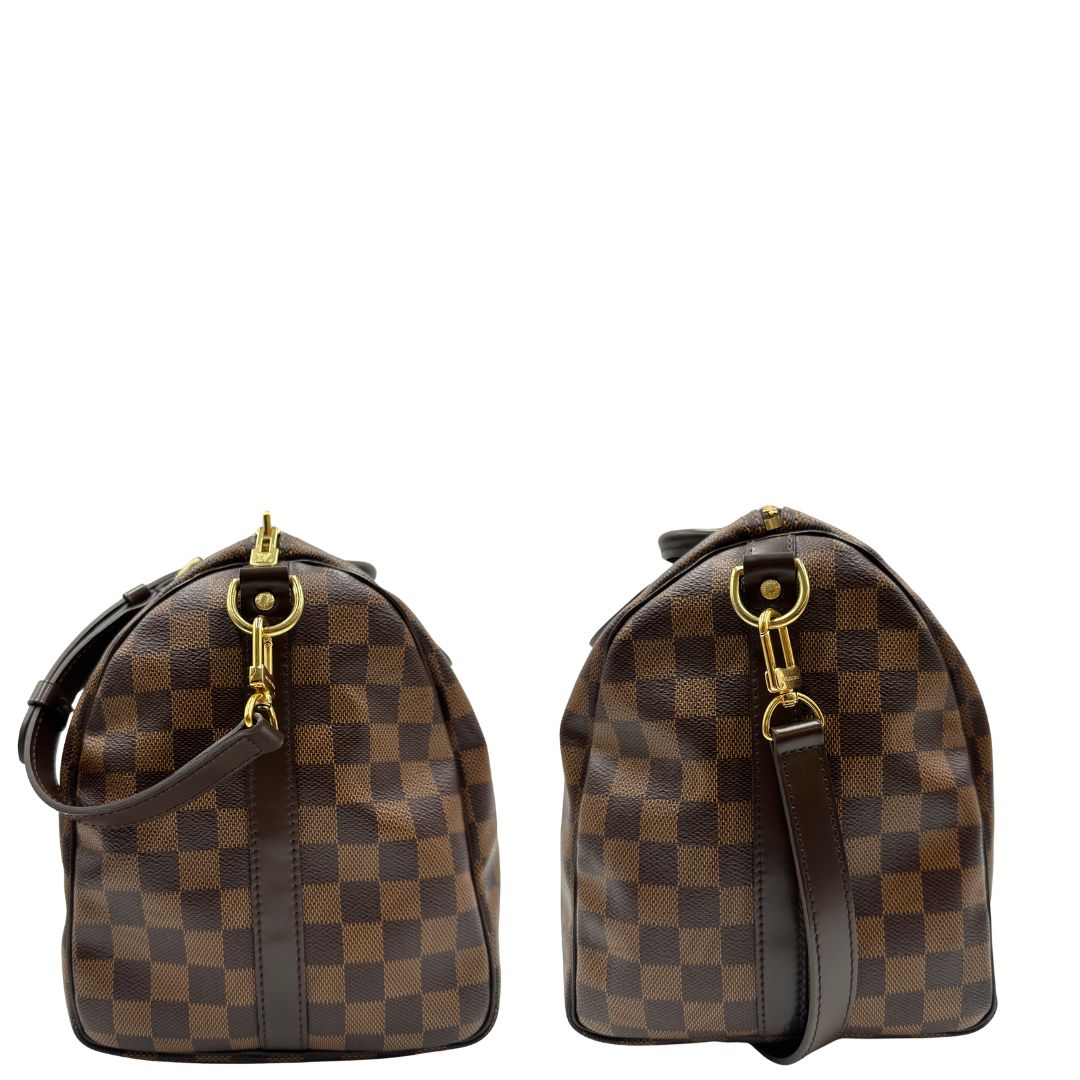 lati  Bauletto Speedy 35 LV Bandoulière in canvas Damier Ébène marrone, di lusso, originale, ottime condizioni, usato. 