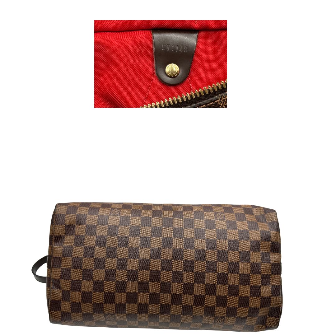 base  Bauletto Speedy 35 LV Bandoulière in canvas Damier Ébène marrone, di lusso, originale, ottime condizioni, usato. 