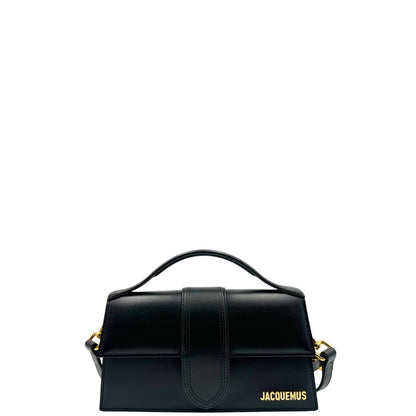 front   Borsa Jacquemus nella versione Le Grand Bambino in pelle nera, di lusso, originale, eccellenti condizioni.