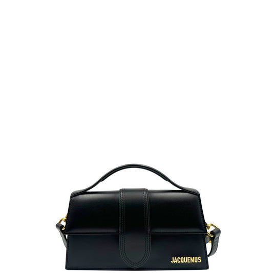 front   Borsa Jacquemus nella versione Le Grand Bambino in pelle nera, di lusso, originale, eccellenti condizioni.