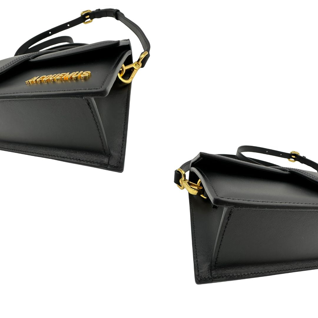 angoli  Borsa Jacquemus nella versione Le Grand Bambino in pelle nera, di lusso, originale, eccellenti condizioni. 