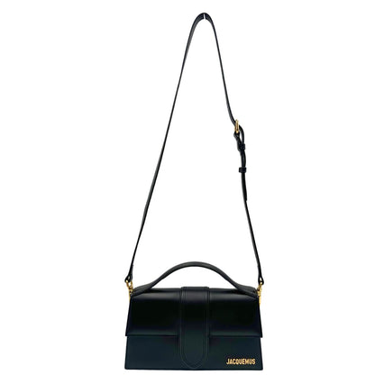front borsa Jacquemus nella versione Le Grand Bambino in pelle nera, di lusso, originale, eccellenti condizioni, usata