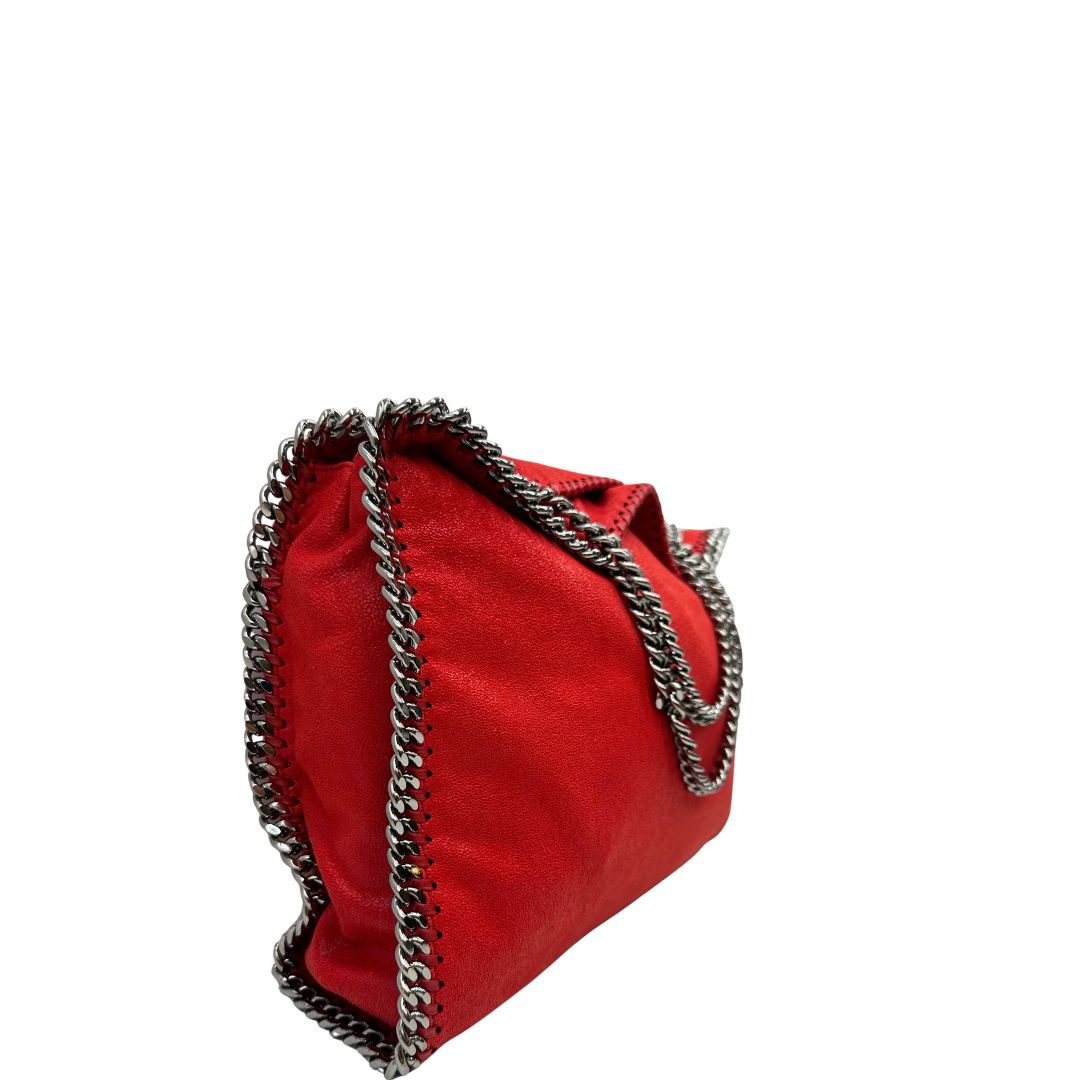 Borsa Falabella nella versione fold over tote in shaggy dear rosso e hardware argentato, di lusso, originale, ottime condizioni.
