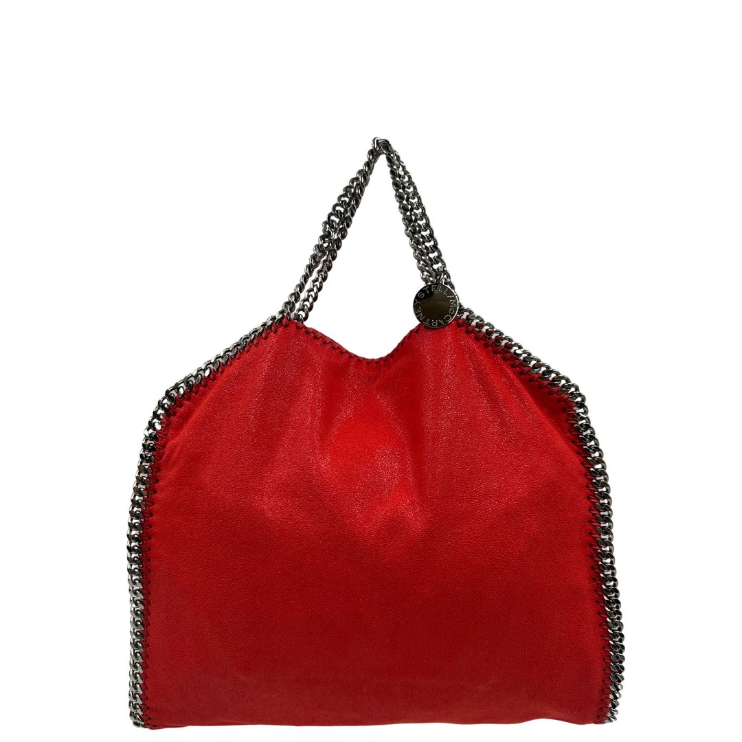 Borsa Falabella nella versione fold over tote in shaggy dear rosso e hardware argentato, di lusso, originale, ottime condizioni.