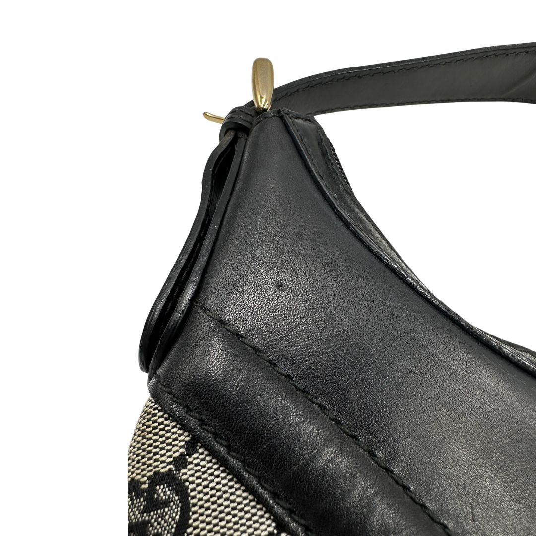 Borsa Gucci in tessuto GG con finiture in pelle blu notte, di lusso, originale, ottime condizioni.