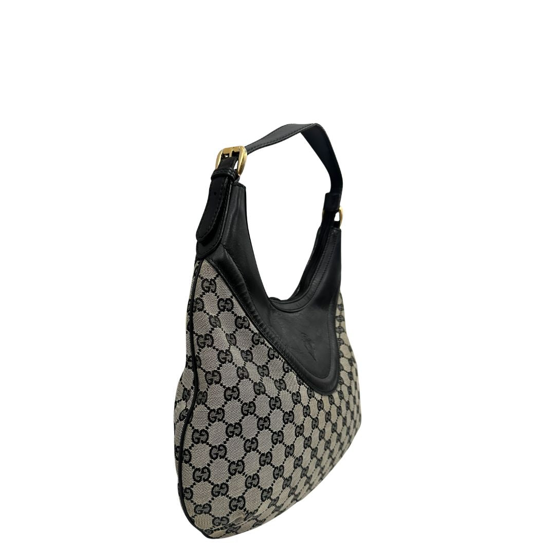 Borsa Gucci in tessuto GG con finiture in pelle blu notte, di lusso, originale, ottime condizioni.