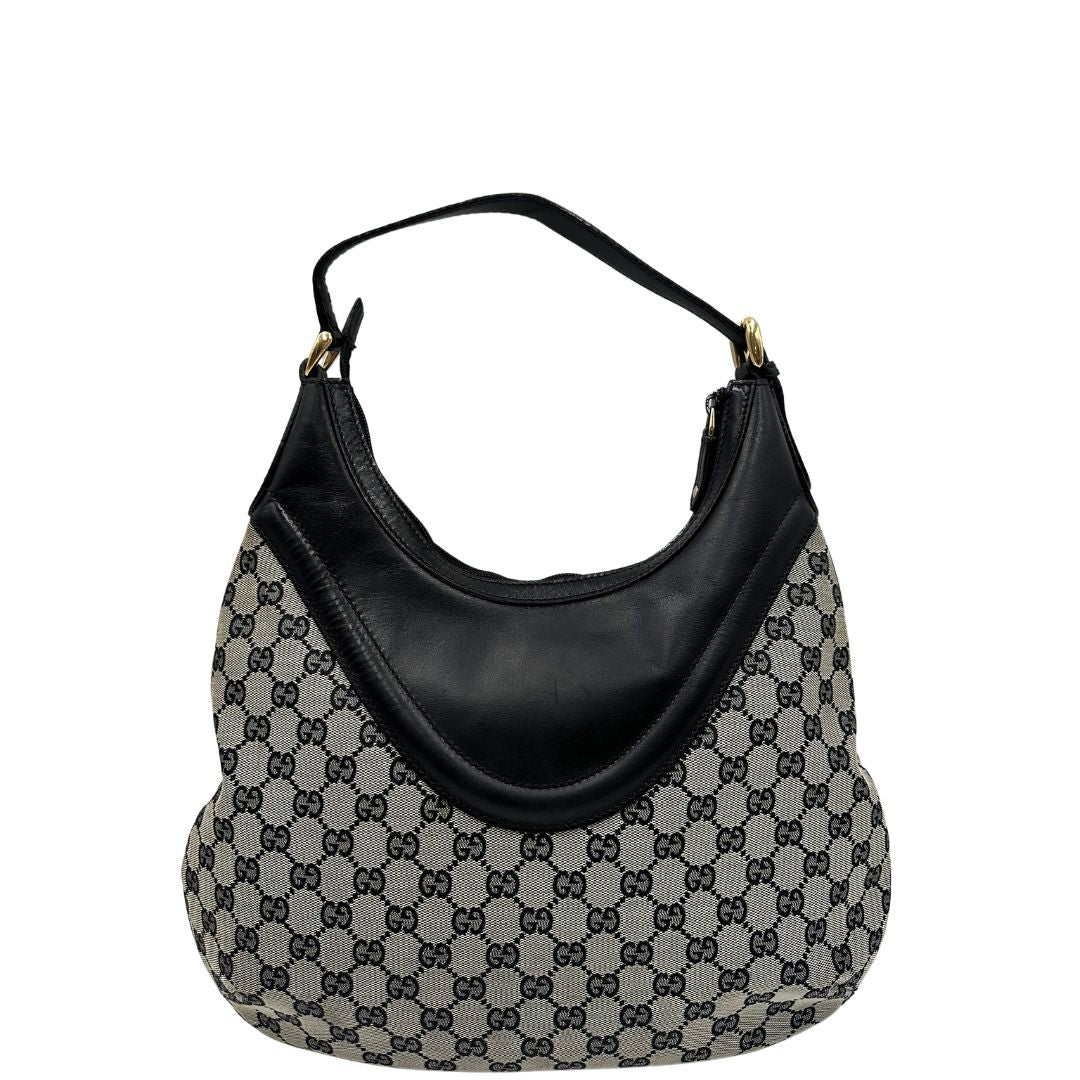 Borsa Gucci in tessuto GG con finiture in pelle blu notte, di lusso, originale, ottime condizioni.