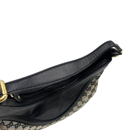 Borsa Gucci in tessuto GG con finiture in pelle blu notte, di lusso, originale, ottime condizioni.