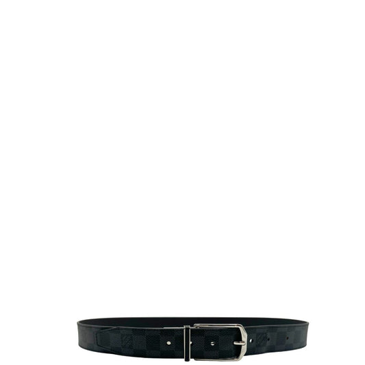 Cintura LV in canvas Damier Graphite, reversibile, di lusso, originale, ottime condizioni, usata.