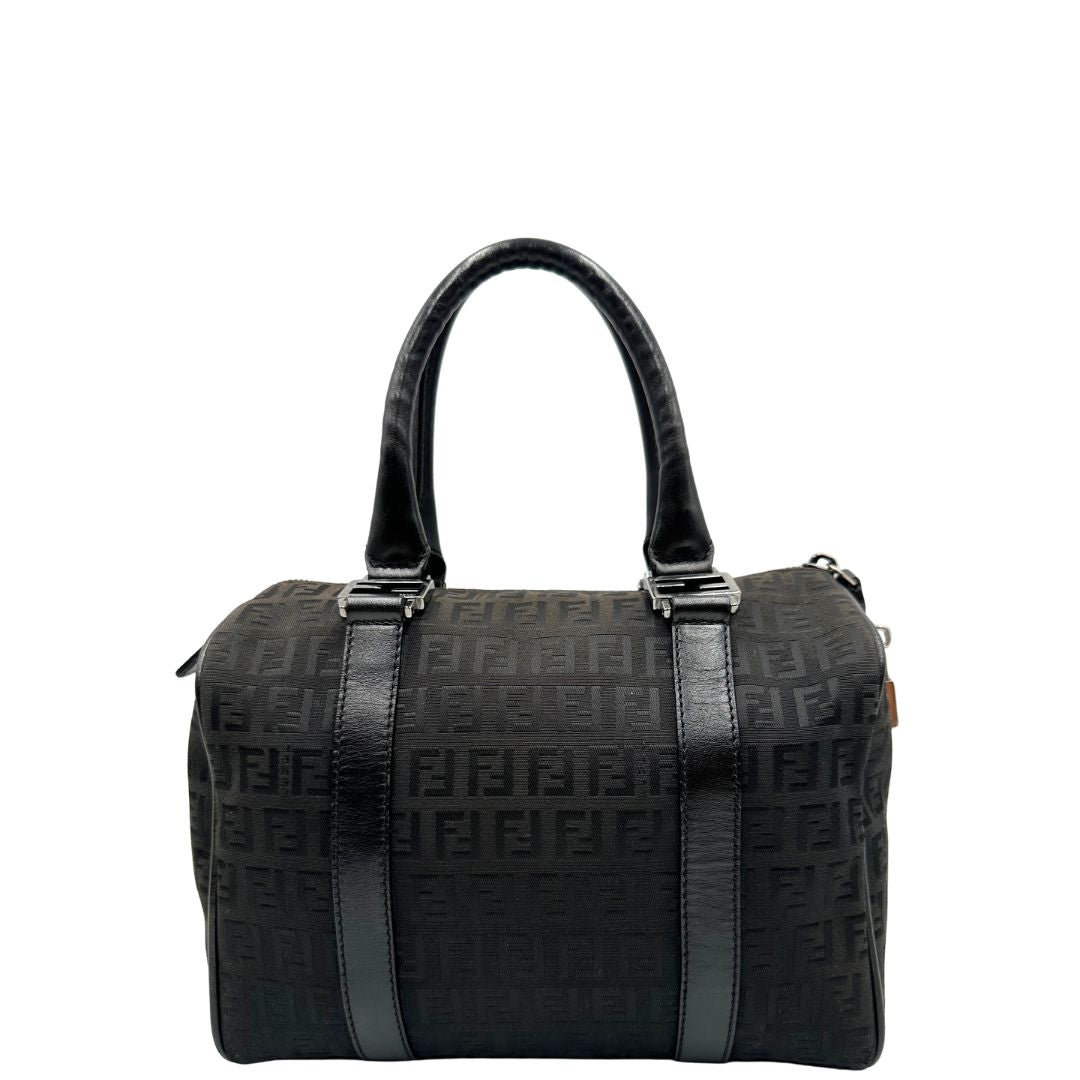 retro  Bauletto Fendi nero trama Zucchino, da portare a mano, di lusso, originale, ottime condizioni, usata 